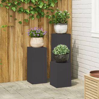 Berkfield Home Outdoor Plant Stands Pillar 3 pcs Black Steel