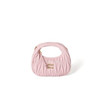 Miu Miu Wander Matelass&eacute; Nappa Leather Hobo Mini-bag, Woman, Alabaster Pink