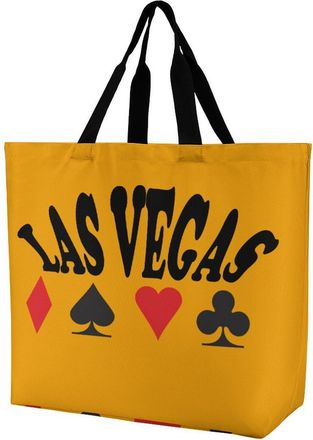 Generic Las Vegas Poker And King Large Reusable Shopping Bag Lightweight Foldable Tote Bags Washable Shoulder Handbag