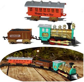 Trade Shop Trade Shop - Tren Cl&aacute;sico De Navidad El&eacute;ctrica Con Luces Y Sonido Di&aacute;metro 60 Cm 11 Pcs