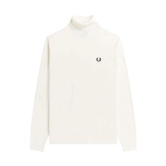 Fred Perry Turtlenecks, male, White, Size: XL Roll Neck Knit