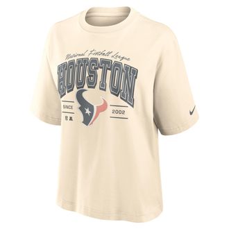 Nike Houston Texans Vintage Mod Boxy Nike Womens NFL T-Shirt in White | 01CM15A9H-U9E