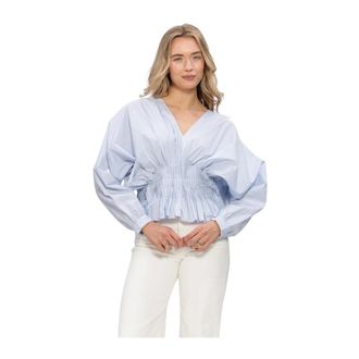 Copenhagen Muse Dames, Blouses & Shirts, Blauw, Maat: XL Katoen