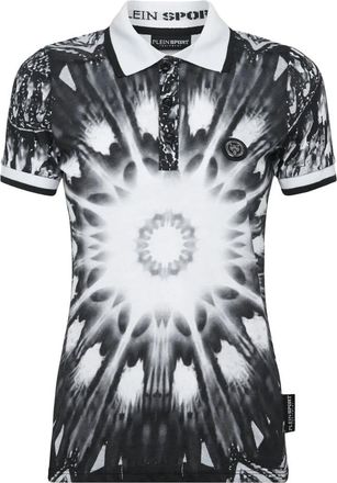 Plein Sport Optical Flower Polo Shirt - Dames - Fitness - Zwart - S - Katoen - Fitness