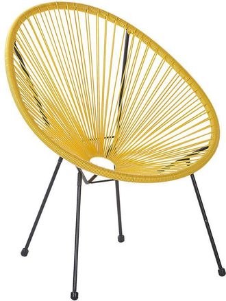 Beliani Beliani - Silla De Balc&oacute;n De Rat&aacute;n Sint&eacute;tico Amarillo Resistente A La Intemperie Sala De Estar Jard&iacute;n Bistr&oacute; Moderno Acapulco Ii