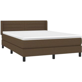 vidaXL Vidaxl - Cama Box Spring Con Colch&oacute;n Tela Marr&oacute;n Oscuro 140x200 Cm