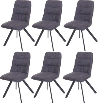 Hhg Hhg - Nunca Usado] Lote De 6 Sillas De Comedor 595, Silla De Cocina Silla, Posici&oacute;n Autom&aacute;tica Giratoria, Terciopelo, Antracita