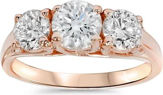 Pompeii3 2ct 3 Stone Diamond Engagement Ring 14K Rose Gold Size Selectable