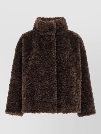 Herno faux fur high neck cropped coat