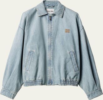 Miu Miu Denim Zip Bomber Jacket