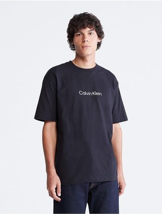 Calvin Klein Mens Relaxed Fit Standard Logo Crewneck T-Shirt - Black - XL