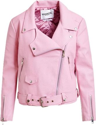 Essentiel Jassen, Dames, Roze, L, Leer, Jup Fitted Perfecto Jacket