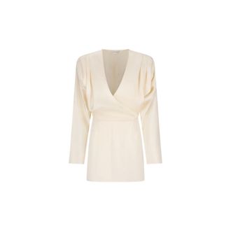 Magda Butrym Wrap Dresses, female, White, Size: XS Silk V Neck Mini Dress