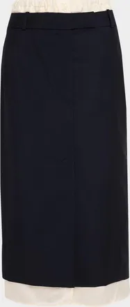 R&oacute;he Boxer Detail Virgin Wool-Mohair Midi Skirt