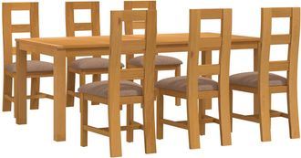 vidaXL Conjunto De Comedor 7 Uds. Gris Madera De Roble S&oacute;lido Vidaxl