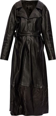 Balenciaga belted leather trench coat - women - Lambskin - M - Black