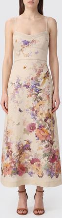 Zimmermann Abito Alchemy midi in lino con stampa floreale