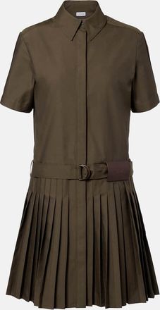 Loewe Belted pleated cotton-blend shirt dress