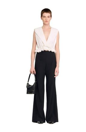 Sandro Satin stripe suit trousers in Black at Nordstrom, Size 42 Eu