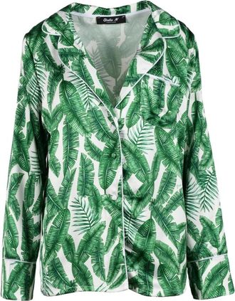 Giulia N Couture Stijlvolle Polyesterjas - Dames - Overhemden - Groen - L - Polyester - Overhemden