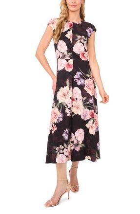 Ted Baker Gabriela Floral Dress in Black/Coral Pink at Nordstrom, Size 12