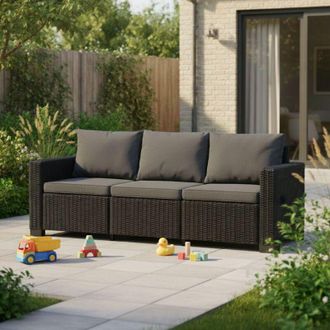 Dmora Sof&aacute; De Exterior Arnone, Sof&aacute; Para Jard&iacute;n, Sof&aacute; Para Terraza, Sof&aacute; Outdoor, 198x68 H72 Cm, Antracita - Dmora