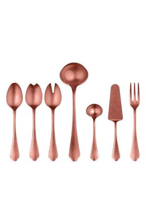 Mepra Dolce Vita Pewter 7-Piece Place Serving Set in Rose Gold at Nordstrom