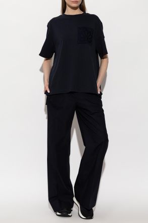 Moncler T-shirt With Logo Patch, Womens, Navy Blue