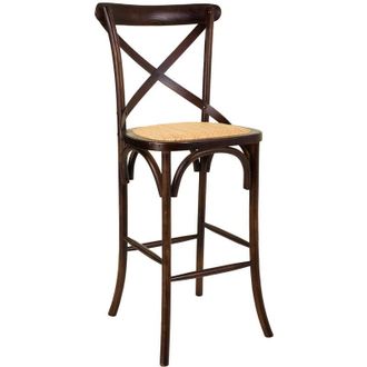 Wanderlust Deco Wanderlust Deco - Taburete De Madera Y Asiento De Rat&aacute;n Marr&oacute;n 45x53x75/116