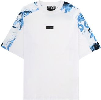 Versace Jeans Couture White Printed Crew Neck T-Shirt
