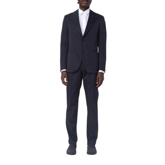 Lardini Kostuums, Heren, Blauw, M, Blauw Single-Breasted Pak met Inkeping Revers