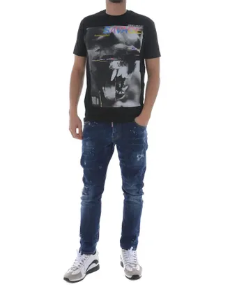 Dsquared2 Mens Savage Print Graphic Cotton T-Shirt In Black
