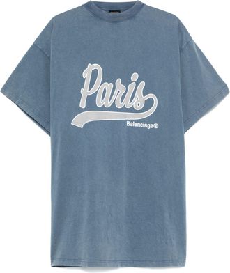 Balenciaga slogan-print T-shirt - Blue