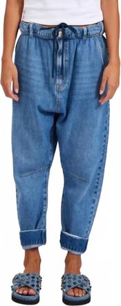 One Teaspoon Outcasts Low Waist Drop Crotch Harem Denim Jeans In Bright Blue