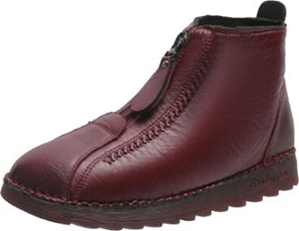 Generic Ladies Ankle Boots Leather, Ankle Boots Women Wide Fit - Solid Color Fleece Lined Snow Booties Comfort Warm Flat Heel Shoes Daily Wear Casual Waterpro