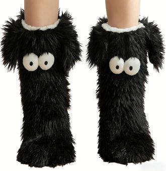 Generic Friends Cozy Socks with Eyes, Cute Big-Eyes Non-Slip Winter Socks for Women, Friends Socks Ultra Warm Plush Fuzzy Slipper Socks, Womens Winter Kawaii 