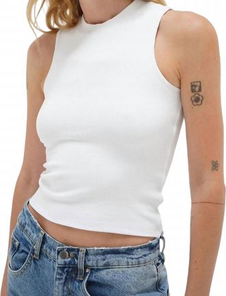 LnA Womens Double Layer Ribbed Tank Top In White