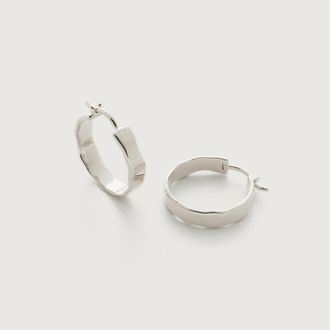 Monica Vinader Sterling Silver Siren Muse Wave Small Hoop Earrings