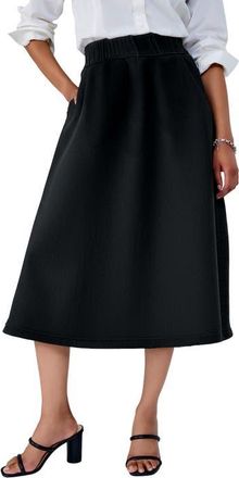 Jessica London Comfort Waist Stretch Denim Swing Skirt in Black at Nordstrom, Size 18