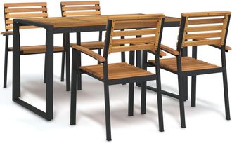 vidaXL Juego De Comedor De Jard&iacute;n 5 Pzas Madera Maciza Acacia Y Metal Vidaxl