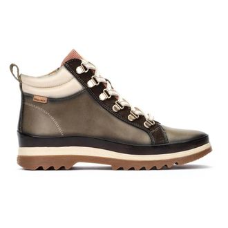 Pikolinos Groene Leren Enkellaarzen voor Vrouwen - Dames - Veterlaarzen - Groen - 36 EU - Leer - Schoenen