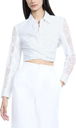 Bcbgmaxazria Bcbgmaxazria Lace Stripe Tie Back Top