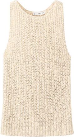 Mango Open Stitch Cotton Tank in Sand at Nordstrom, Size X-Small