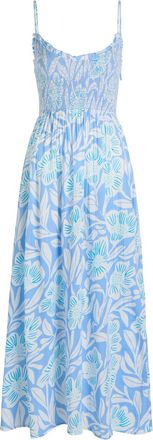 Free People Sweet Nothings Printed Cotton Midi Dress - Blue - XL (UK 20-22 / XL)