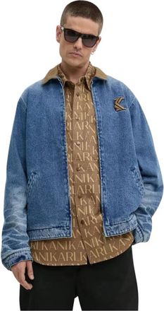 Karl Kani Embroidered-logo Denim Jacket - Heren - Spijkerjassen - Blauw - S - Denim - Jassen