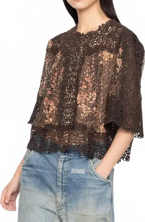 Sea New York Luisa Print Crew Neck Top In Brown