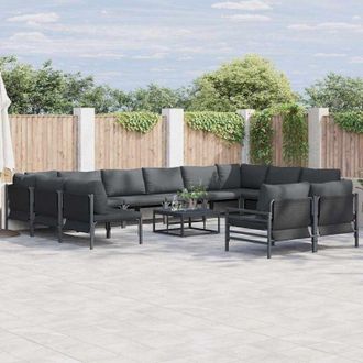 vidaXL Conjunto De Sof&aacute; De Jard&iacute;n 13 Pcs Antracita Acero Vidaxl