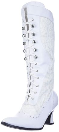 Ellie Shoes Womens 253-Rebecca Lace Heel Boot, White, 5 UK