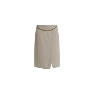 Alberta Ferretti Tweed Wikkelrok - Dames - Midirokken - Bruin - L - Tweed - Rokken