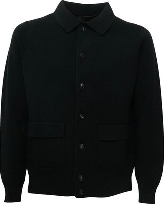 FILIPPO DE LAURENTIIS C&aacute;rdigan con cuello de camisa - Knitwear - Hombre - Negro - 3XL